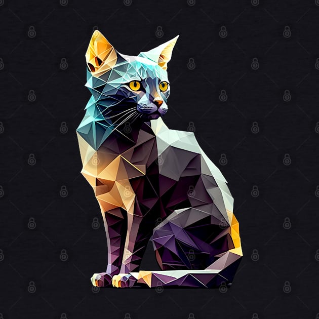 Geometric Cat No. 1: Dark Background (on a no fill background) by Puff Sumo